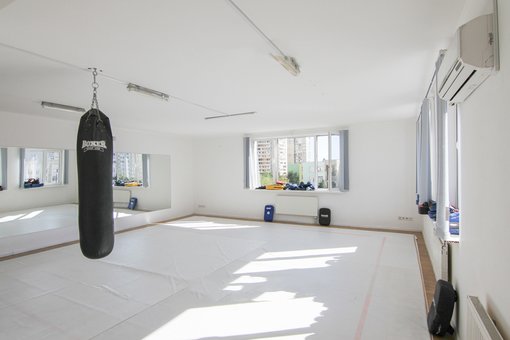 Спортивний зал у клубі бойових мистецтв «Ірбіс» у Києві. Займайтеся акцією.