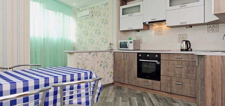 Кухня в однокімнатних апартаментах «wellcome24» в києві. замовляйте акцією.