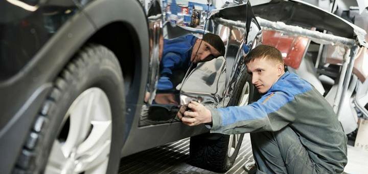 Покраска автомобиля в автосервисе «Олимп Мотор». Получить скидку на сервисное обслуживание.