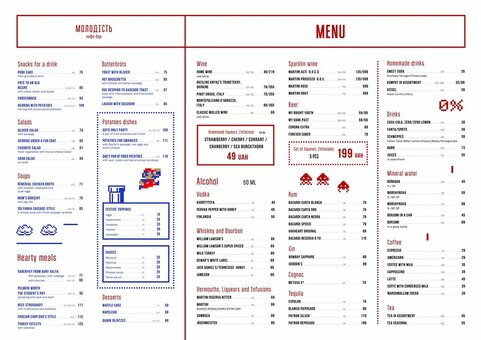 Menu at molodist cafe-bar in kiev