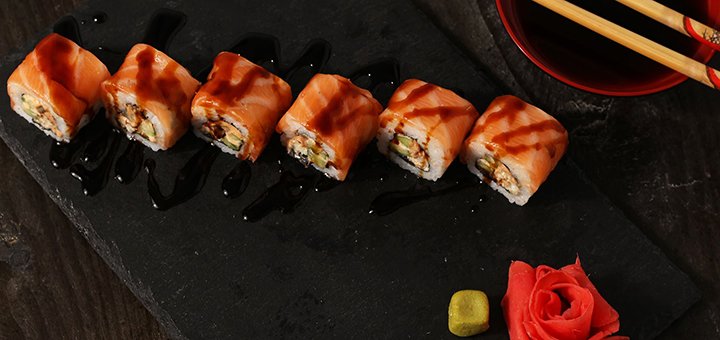 Скидка на суши от службы доставки «Sky Food»
