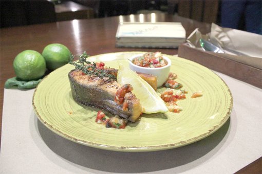 Fish dishes in the tarabar cafe in the dnieper. order with a discount