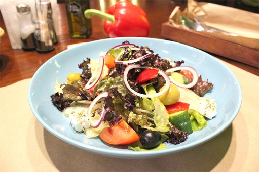 Salads in the tarabar cafe in the dnieper. order cheap